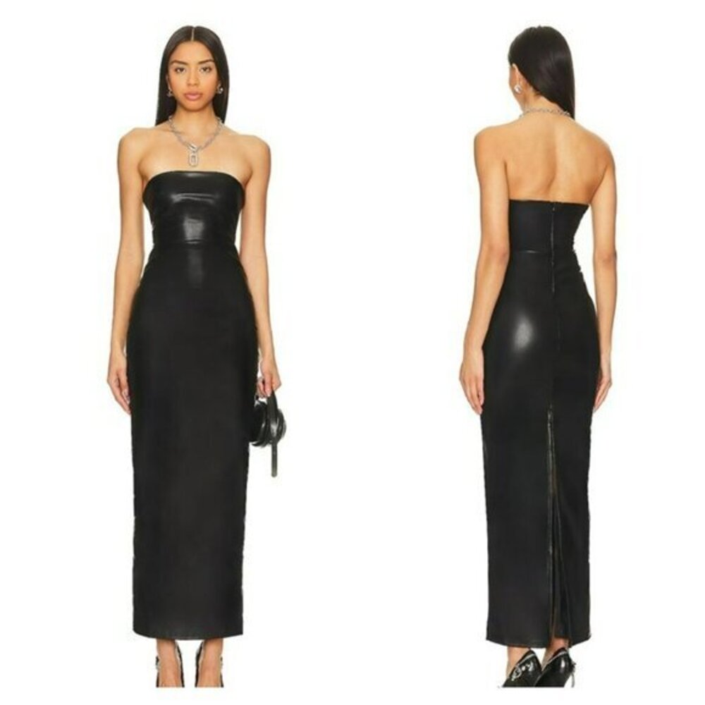 Superdown Alexandra Faux Leather Dress Black